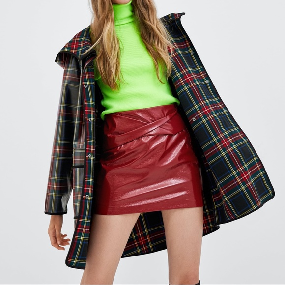 zara plaid raincoat